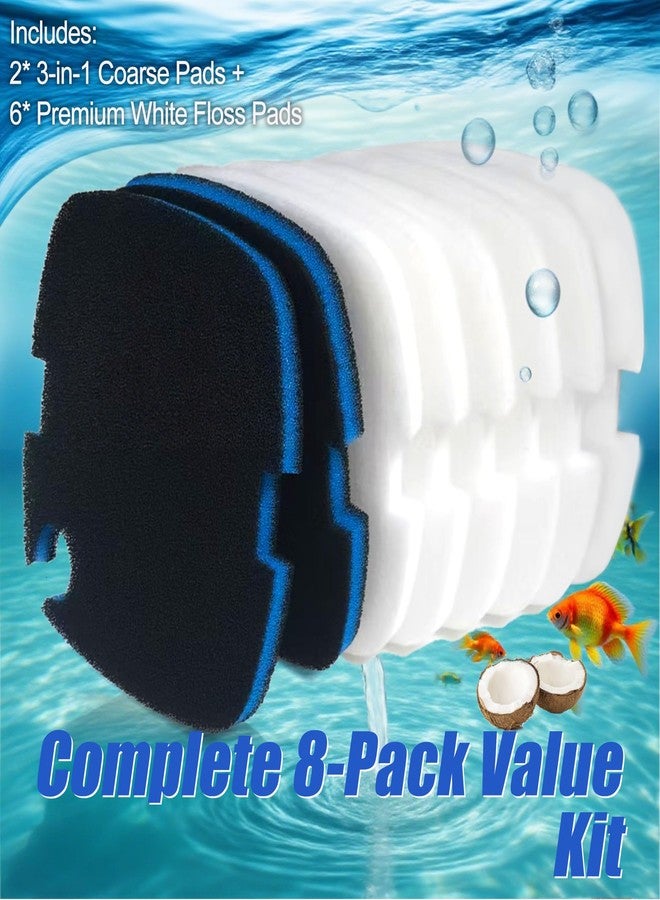 PurifyLogix 8 PCS Replacement Filter Pads for MarineLand for Magniflow 360/400 Canister Filters, Upgraded 3-in-1 Coarse (Activated Carbon) & White Floss Media - Mechanical & Biological Filtration - Image 5